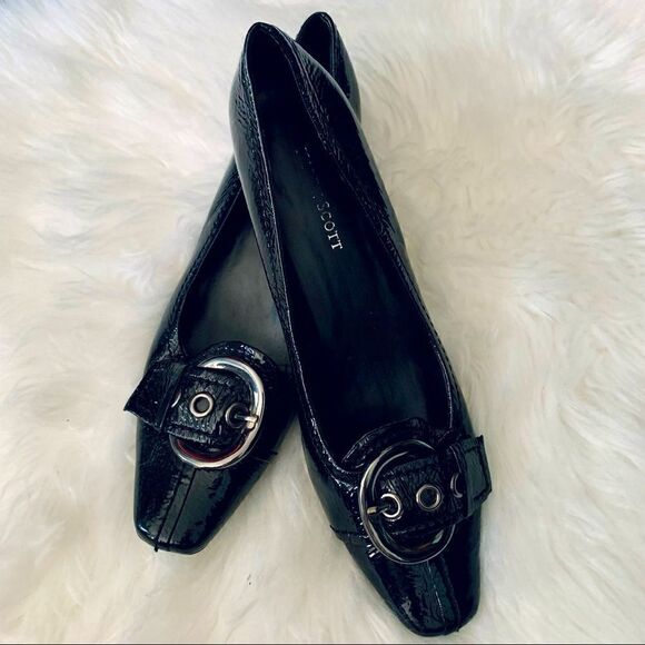Karen Scott Black Patent Leather Heels Size 7.5M - Picture 1 of 13